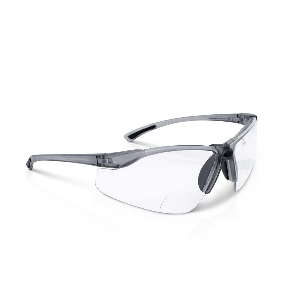 Sellstrom XM340RX Safety Glasses with Readers - Wraparound Bifocal Eyeglasses for Men/Women - ANSI Z87.1 - 2.0X Magnification