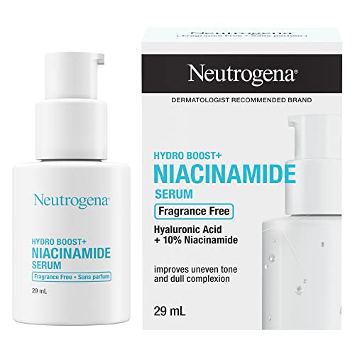 Neutrogena Hydro Boost+ Niacinamide Serum, Hyaluronic Acid, 10% Niacinamide Vitamin B3, Fragrance Free Facial Serum, 29 mL