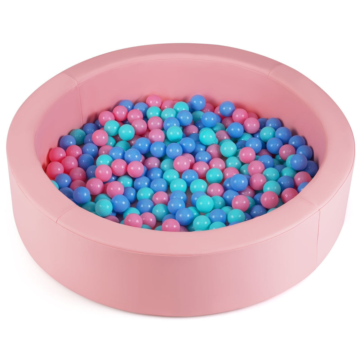 42.5 Inch Round Foam Ball Pits with 25D Sponge Filling and Washable PU Cover for Toddlers-Pink