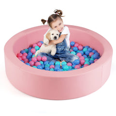 42.5 Inch Round Foam Ball Pits with 25D Sponge Filling and Washable PU Cover for Toddlers-Pink