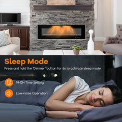 42/50/60/72 Inch Ultra-Thin Electric Fireplace with Decorative Crystals-60 inches