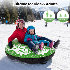 42 inches Heavy-duty Inflatable Snow Tube with Detachable Tow Strap-Green