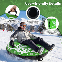 42 inches Heavy-duty Inflatable Snow Tube with Detachable Tow Strap-Green