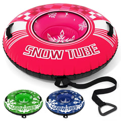 42 inches Heavy-duty Inflatable Snow Tube with Detachable Tow Strap-Pink
