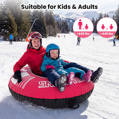 42 inches Heavy-duty Inflatable Snow Tube with Detachable Tow Strap-Pink