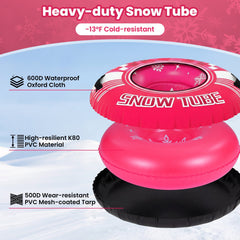 42 inches Heavy-duty Inflatable Snow Tube with Detachable Tow Strap-Pink