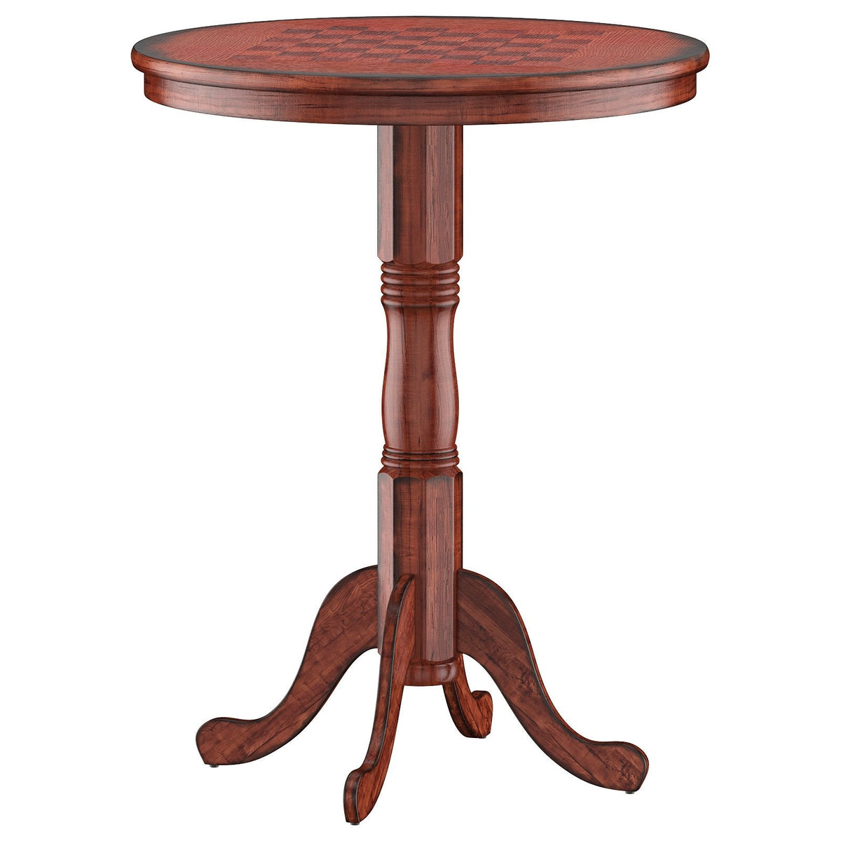 42 Inch Wooden Round Pub Pedestal Side Table with Chessboard