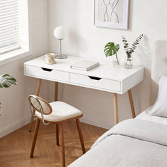 43.5 Inch Computer Desk with 2 Drawers for Small Spaces-White