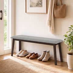 43.5 Inch Upholstered Entryway Bench with Rubber Wood Frame-Gray
