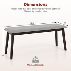 43.5 Inch Upholstered Entryway Bench with Rubber Wood Frame-Gray
