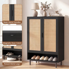 43 Inch 6-Tier Tall Shoe Cabinet with Double Doors-Black