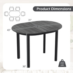 43 Inch Wooden Dining Table with Rubber Wood Legs for 2-4 People-Black