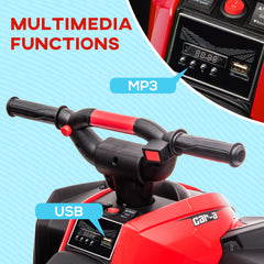 Kids 4 Wheeler Quad with Music, Headlights, High & Low Speed, Kids ATV for 3-5 Years Old Boys & Girl, Red