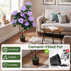 43.5 inches Artificial Hydrangea Tree 2 Pack-Purple