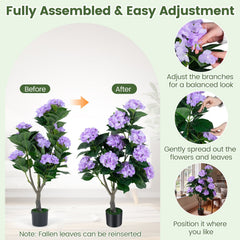 43.5 inches Artificial Hydrangea Tree 2 Pack-Purple