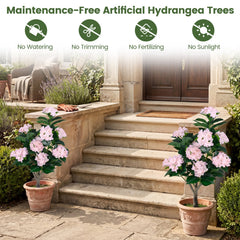 43.5 inches Artificial Hydrangea Tree 2 Pack-Pink