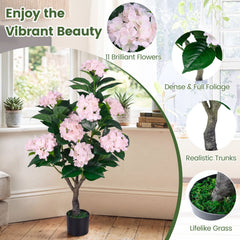 43.5 inches Artificial Hydrangea Tree 2 Pack-Pink