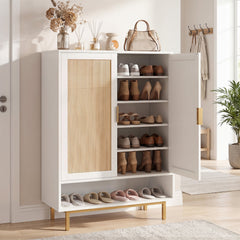 43 Inch 6-Tier Tall Shoe Cabinet with Double Doors-White