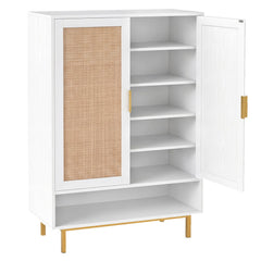 43 Inch 6-Tier Tall Shoe Cabinet with Double Doors-White
