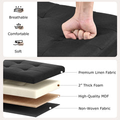 43 Inches Folding Storage Ottoman Bench with Padded Seat-Black