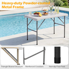 44 inches HDPE Folding Picnic Table Set with 2 Benches-White