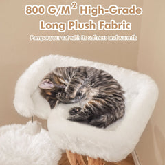 44 Inch Solid Pear Wood Cat Tree with 21 Inch Top Perch and Natural Jute Posts, White