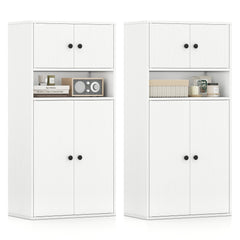 44 Inches Tall Bookshelf with Doors and Adjustable Shelf-2 Pieces