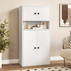 44 Inches Tall Bookshelf with Doors and Adjustable Shelf-2 Pieces