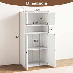 44 Inches Tall Bookshelf with Doors and Adjustable Shelf-2 Pieces