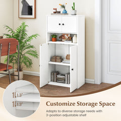 44 Inches Tall Bookshelf with Doors and Adjustable Shelf-2 Pieces
