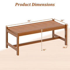 44 inches Patio Wood Bench Set of 2 Outdoor Solid Hardwood Dining Bench with Teak Oil Finish