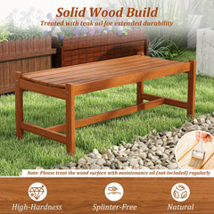 44 inches Patio Wood Bench Set of 2 Outdoor Solid Hardwood Dining Bench with Teak Oil Finish