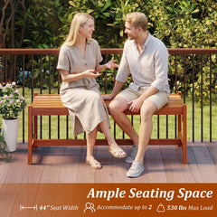 44 inches Patio Wood Bench Set of 2 Outdoor Solid Hardwood Dining Bench with Teak Oil Finish