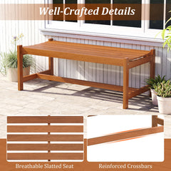 44 inches Patio Wood Bench Set of 2 Outdoor Solid Hardwood Dining Bench with Teak Oil Finish