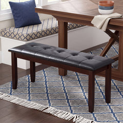 45.5 inches PU Leather Upholstered Bench with Soft Padded Seat and Strong Rubber Wood Legs-Brown