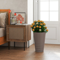 45 cm Tall Flower Pot Set of 2 with Insert Bucket and Handle Design-Brown