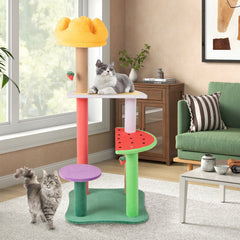 45 Inch Fruit Themed Cat Tree with Crown Top Perch, Watermelon Platform and Sisal Posts