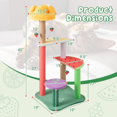 45 Inch Fruit Themed Cat Tree with Crown Top Perch, Watermelon Platform and Sisal Posts