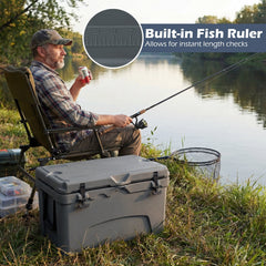 45 Quart Portable Hard Cooler Insulated Ice Chest Keeps Cool for up to 6 Days-Gray