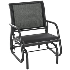 Patio Glider Outdoor Glider Chair with Breathable Mesh Seat & Backrest, Armrests and Metal Frame, Black