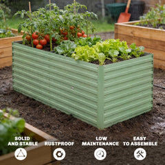 5' x 3' x 2' Raised Garden Bed, Galvanized Planter Box for Growing Flowers, Herbs and Vegetables, Black