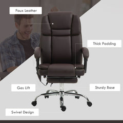 Massage Office Chair, Reclining Executive Office Chair with 6-Point Vibration, Footrest and High Back, Black