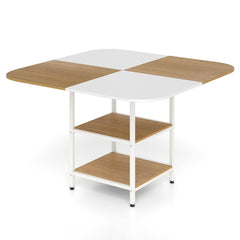 47.5 inch Modern Dining Table, Square Kitchen Table with Mix-colored Tabletop-Natural