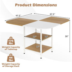 47.5 inch Modern Dining Table, Square Kitchen Table with Mix-colored Tabletop-Natural