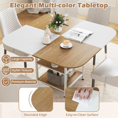 47.5 inch Modern Dining Table, Square Kitchen Table with Mix-colored Tabletop-Natural