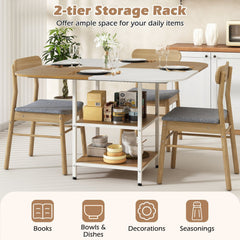 47.5 inch Modern Dining Table, Square Kitchen Table with Mix-colored Tabletop-Natural