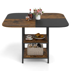 47.5 inch Modern Dining Table, Square Kitchen Table with Mix-colored Tabletop-Rustic Brown