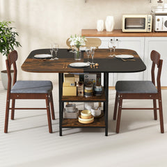 47.5 inch Modern Dining Table, Square Kitchen Table with Mix-colored Tabletop-Rustic Brown