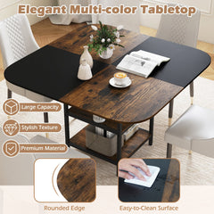 47.5 inch Modern Dining Table, Square Kitchen Table with Mix-colored Tabletop-Rustic Brown