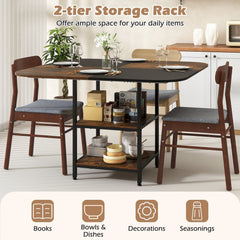 47.5 inch Modern Dining Table, Square Kitchen Table with Mix-colored Tabletop-Rustic Brown